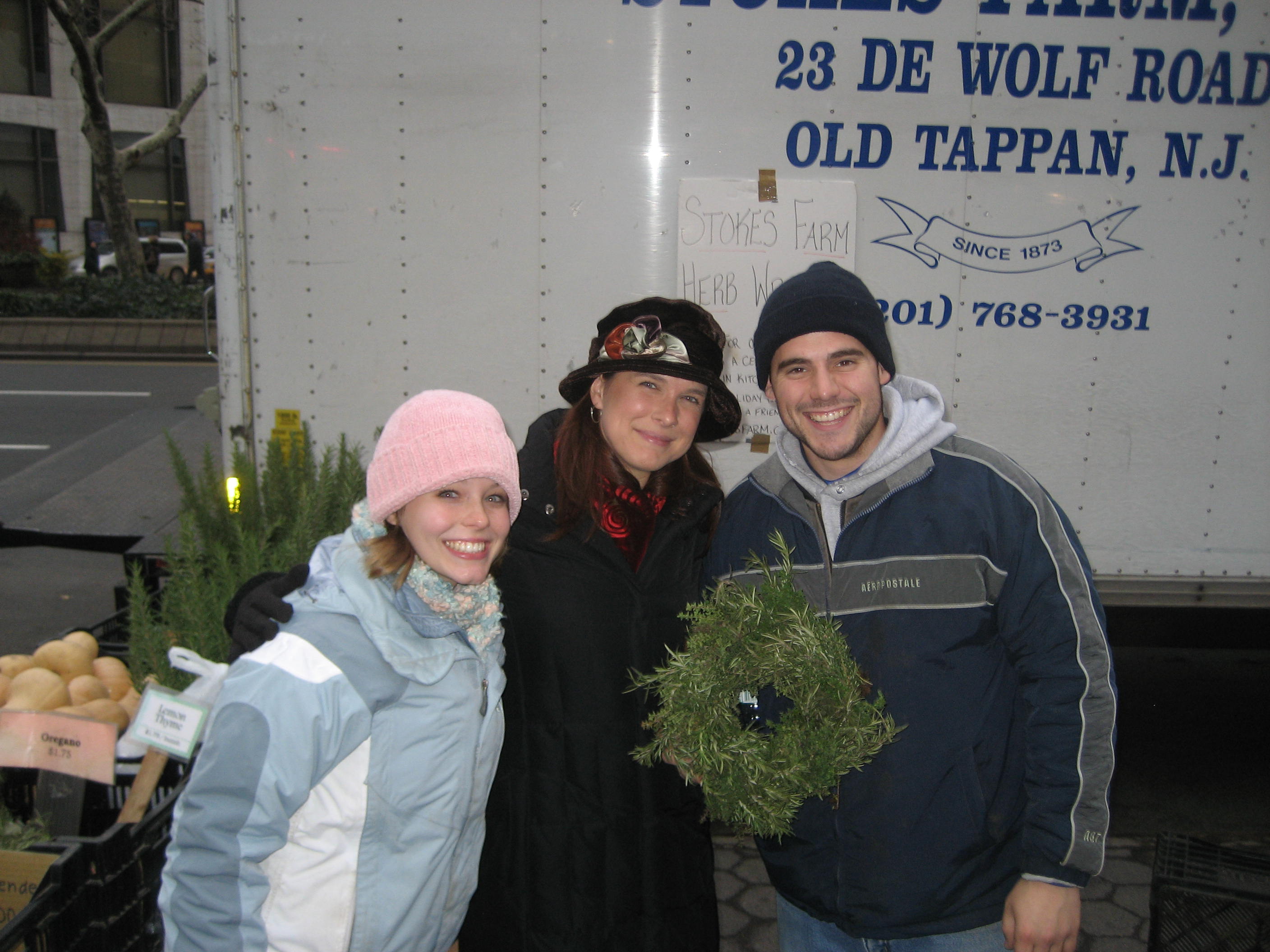 During the summer, Stokes Farms from New Jersey sells tomatoes, cukes and herbs across the street from our old apartment. As it gets colder, they sell beautiful herb wreaths.